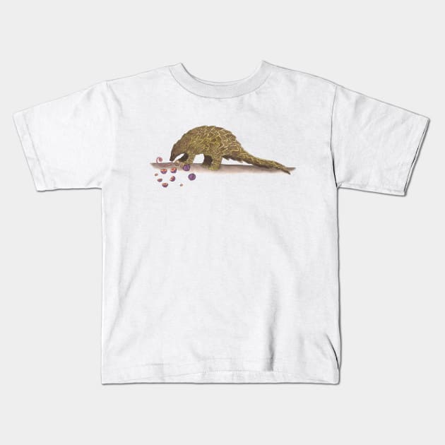 P is for Pangolin Kids T-Shirt by thewatercolorwood